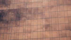 Preview wallpaper building, wall, facade, glass, reflection, clouds