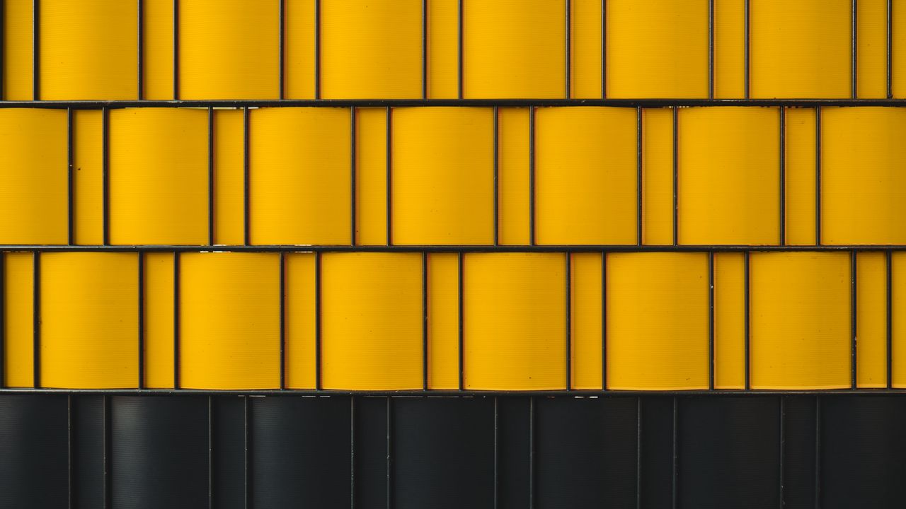 Wallpaper building, wall, panels, yellow, black