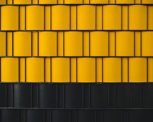 Preview wallpaper building, wall, panels, yellow, black