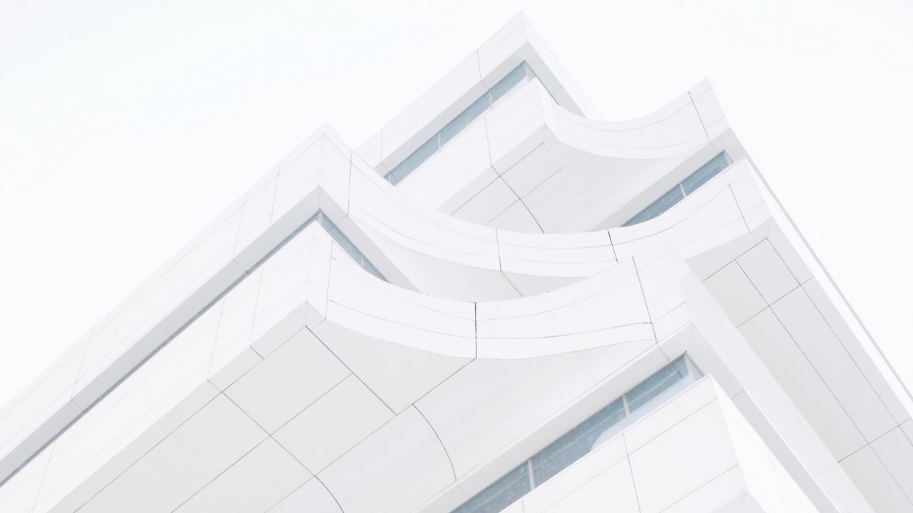 Wallpaper building, white, minimalism, architecture