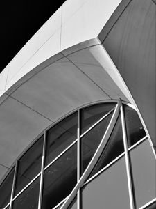 Preview wallpaper building, window, facade, stripes, black and white