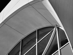 Preview wallpaper building, window, facade, stripes, black and white