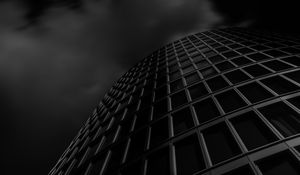 Preview wallpaper building, windows, architecture, bottom view, black and white, black