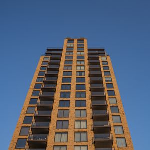 Preview wallpaper building, windows, architecture, bottom view, brown