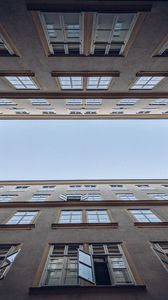 Preview wallpaper building, windows, architecture, bottom view, sky