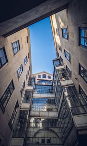 Preview wallpaper building, windows, architecture, sky, bottom view