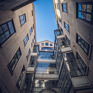 Preview wallpaper building, windows, architecture, sky, bottom view