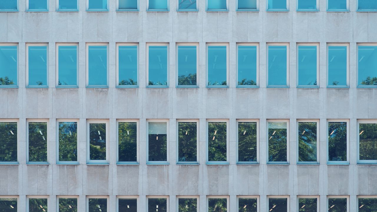 Wallpaper building, windows, architecture, facade, reflection