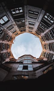 Preview wallpaper building, windows, bottom view, architecture, sky