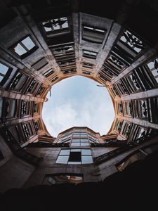 Preview wallpaper building, windows, bottom view, architecture, sky