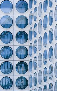 Preview wallpaper building, windows, circles, white, blue