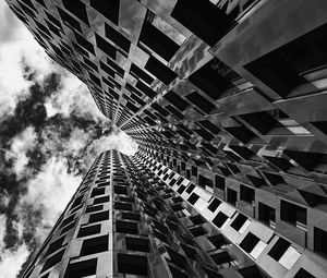 Preview wallpaper building, windows, edges, bottom view, black and white