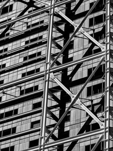 Preview wallpaper building, windows, facade, shadows, black and white