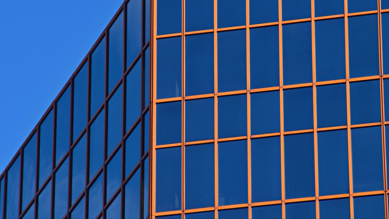 Wallpaper building, windows, facade, architecture, blue