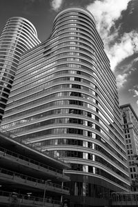 Preview wallpaper building, windows, facade, architecture, black and white, sky