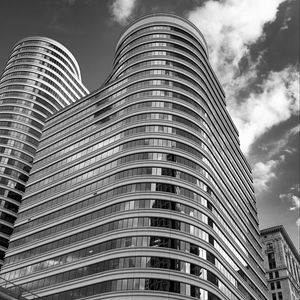 Preview wallpaper building, windows, facade, architecture, black and white, sky