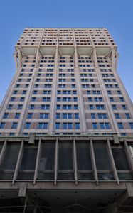 Preview wallpaper building, windows, facade, architecture, bottom view, sky