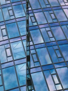 Preview wallpaper building, windows, glass, reflection, stripes, architecture