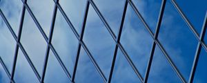 Preview wallpaper building, windows, glass, lines, facade, blue