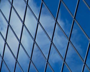 Preview wallpaper building, windows, glass, lines, facade, blue