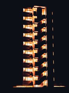 Preview wallpaper building, windows, lights, lighting, night