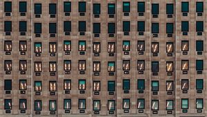 Preview wallpaper building, windows, lights, architecture, facade