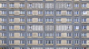 Preview wallpaper building, windows, pattern, texture, graffiti