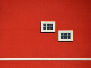 Preview wallpaper building, windows, red, minimalism