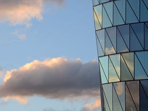 Preview wallpaper building, windows, reflection, clouds, height