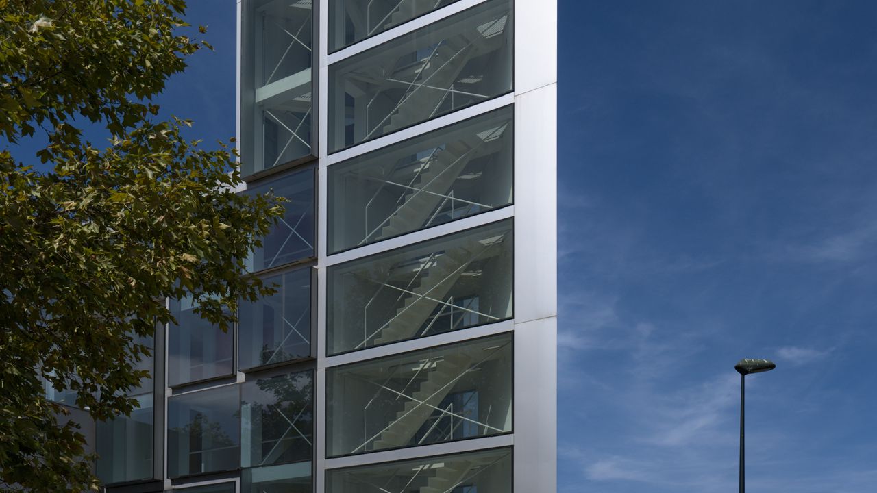 Wallpaper building, windows, stairs, architecture