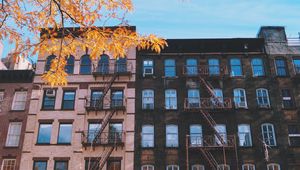 Preview wallpaper building, windows, stairs, facade, autumn