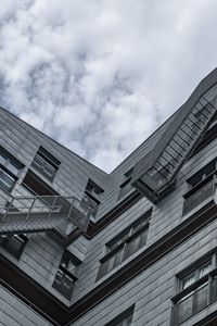 Preview wallpaper building, windows, stairs, angle, black and white