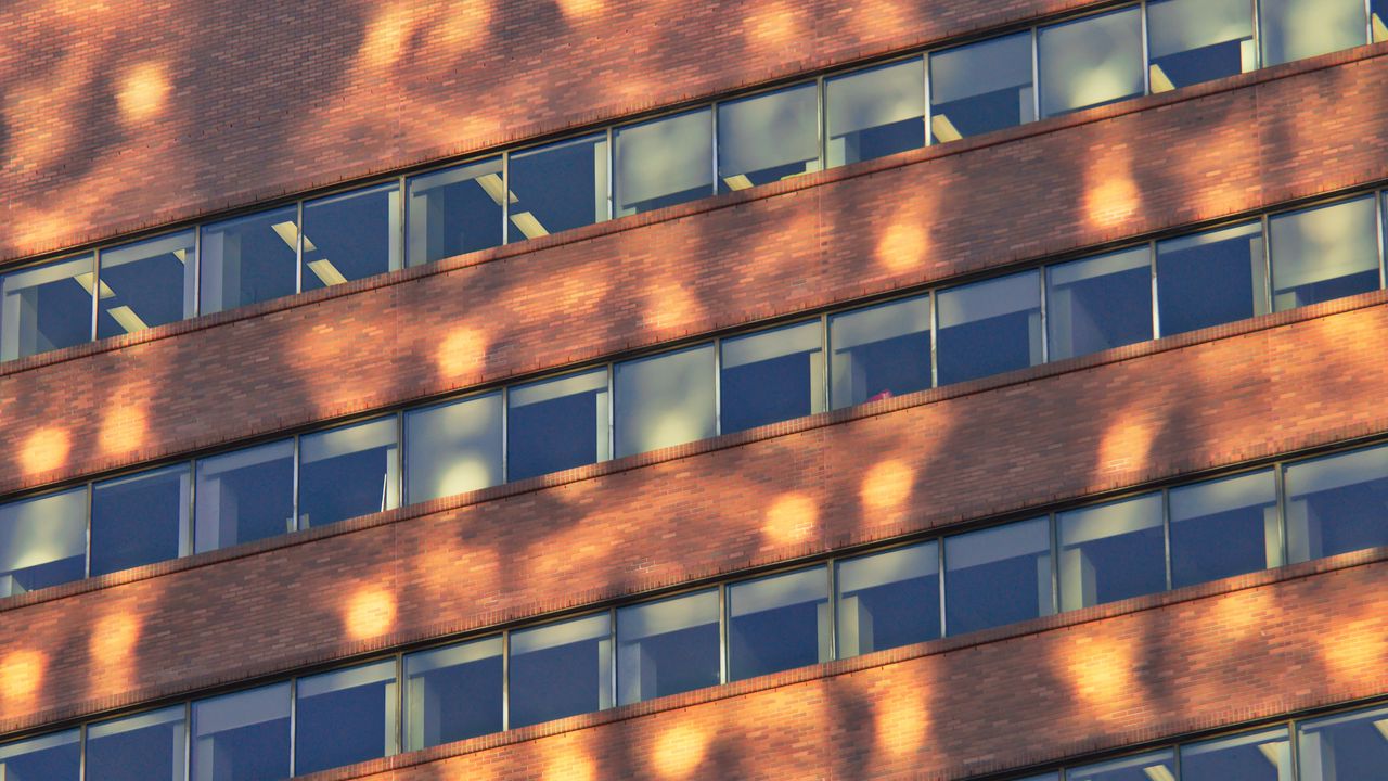 Wallpaper building, windows, sunlight, shadows