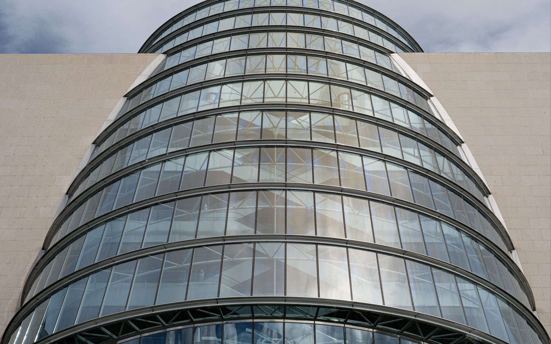 1920x1200 Wallpaper building, windows, walls, clouds, city, architecture
