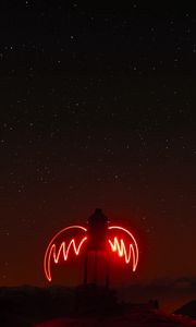 Preview wallpaper building, wings, light, long exposure, night, dark