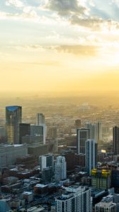 Preview wallpaper buildings, aerial view, city, fog