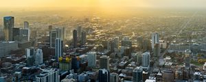 Preview wallpaper buildings, aerial view, city, fog