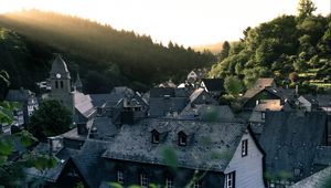 Preview wallpaper buildings, architecture, aerial view, roofs, trees