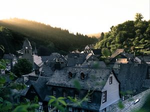 Preview wallpaper buildings, architecture, aerial view, roofs, trees