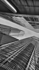 Preview wallpaper buildings, architecture, black and white, bottom view