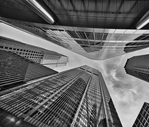 Preview wallpaper buildings, architecture, black and white, bottom view