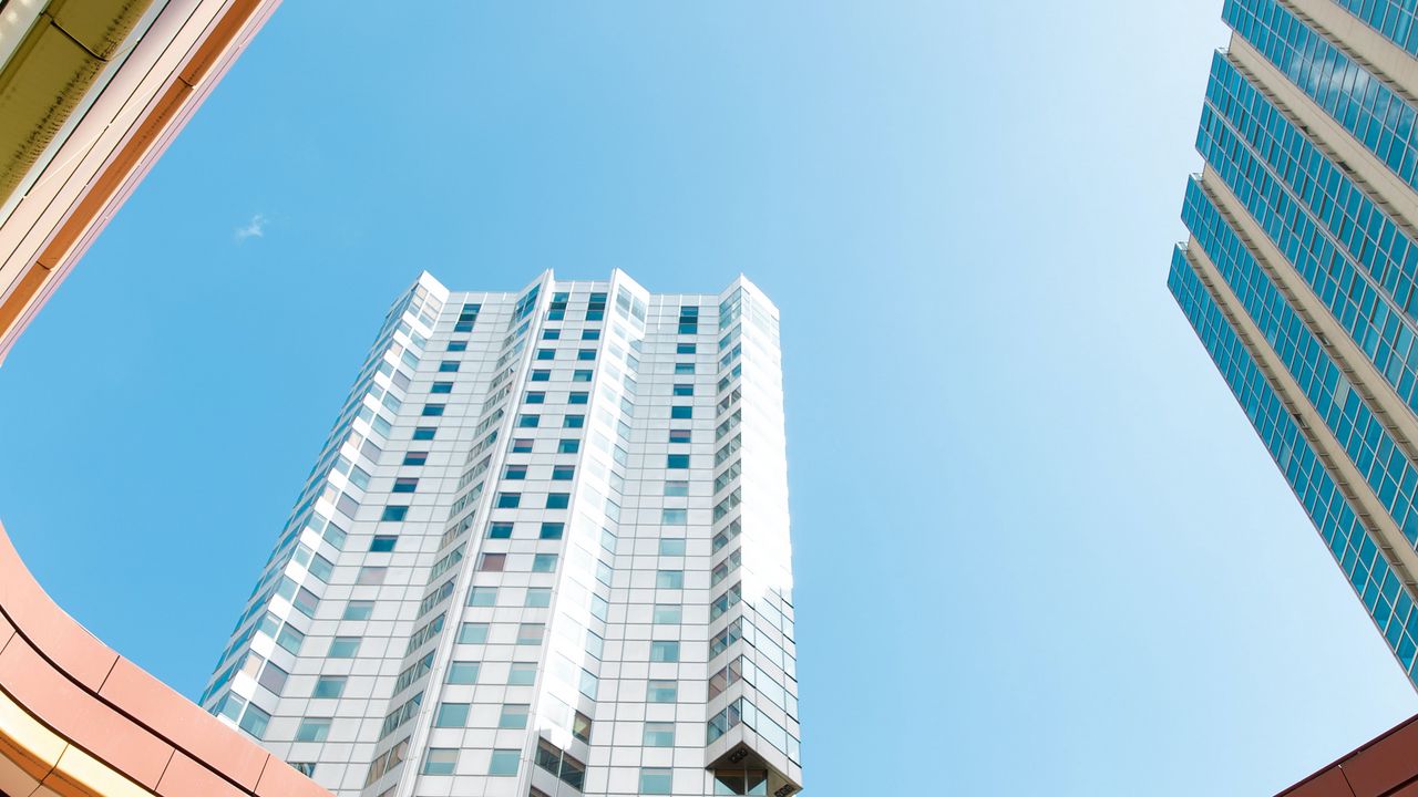 Wallpaper buildings, architecture, bottom view, sky