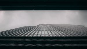 Preview wallpaper buildings, architecture, bottom view, black and white
