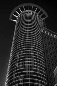 Preview wallpaper buildings, architecture, bottom view, tower, black and white