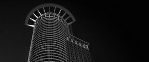 Preview wallpaper buildings, architecture, bottom view, tower, black and white