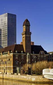 Preview wallpaper buildings, architecture, bridge, river, city, sky