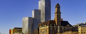 Preview wallpaper buildings, architecture, bridge, river, city, sky