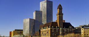 Preview wallpaper buildings, architecture, bridge, river, city, sky