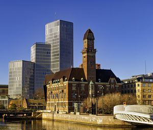 Preview wallpaper buildings, architecture, bridge, river, city, sky