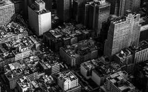 Preview wallpaper buildings, architecture, city, aerial view, black and white